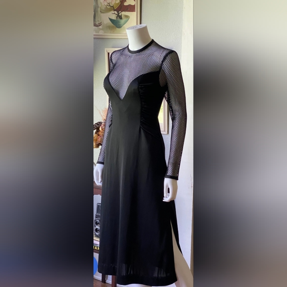 Vintage Elegant Black Mesh Sleeve Dress Whimsigoth